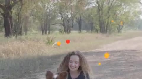 Dog enjoy with woman