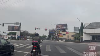 Driving the BMW X5 on Route 66 -- Santa Monica Boulevard -- through Los Angeles