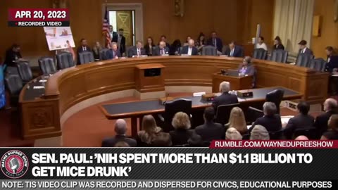 Rand Paul: 2:09 / 5:30 'NIH Spent More Than $1.1 Billion To Get Mice Drunk'