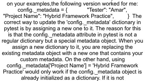 Adding metadata into pytest_configure file giving me internal error AttributeError 39Config39 objec