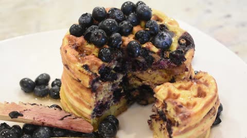 Rumble Reel Do This To Make The Tastiest and Moist Blueberry Mini Waffles without Soy, Gluten, Eggs, Dairy