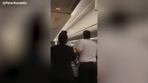 Woman holding baby shoves and screams at United Airlines staff on Chicago flight