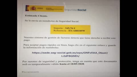 "Os mando este audio sobre correo de reembolso de la Seguridad Social. Es una estafa. Vale"