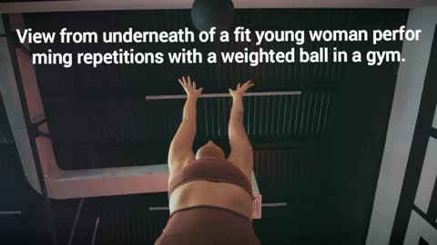 In a gym, a woman is working out with a ball.
