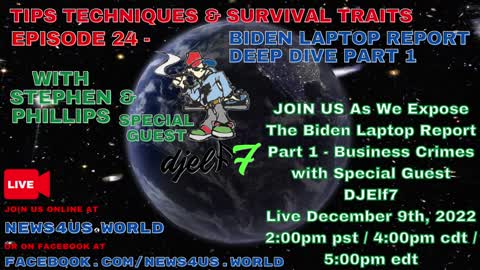 Tips Techniques & Survival Traits Episode 24 - Biden Laptop Report Deep Dive Part 1