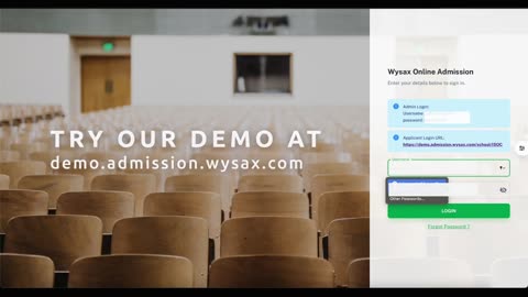 wysax online admission demo app