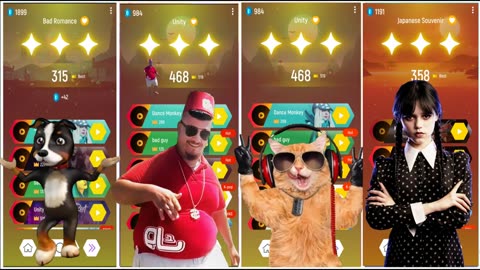 Skibidi😈😂dog VS Wednesday😈😂cat|Tiles Hop EDM Rush