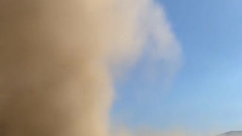 Fire Fighter Camp Engulfed by Huge Dust Devil