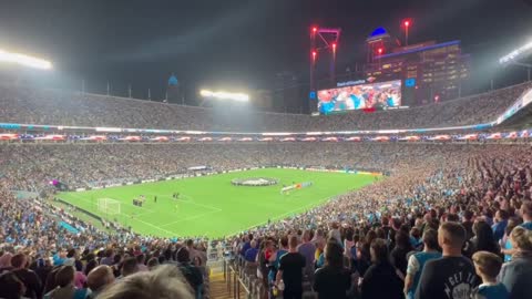 Record Setting Crowd Sings The National Anthem When The Microphone Goes Out - Simply Amazing