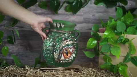 🐉 👁‍🗨How to Make Dragon Eye Vase? 🎨Polymer clay and resin mold craft