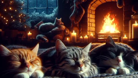 cat purring relax sound - fireplace sound