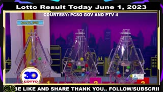 3D Lotto result 2pm draw today June 1, 2023
