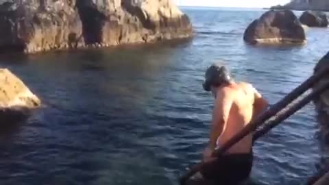 Lifeguard fooling around in the Crimea