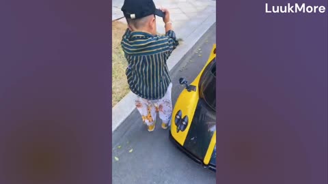 Epic Toy Car! Little Boy Takes Lamborghini for a Ride🚗🚗🚗