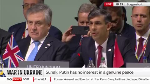 Rishi Sunak says Putin has 'no interest in genuine peace' in speech at Ukraine summit Sky News