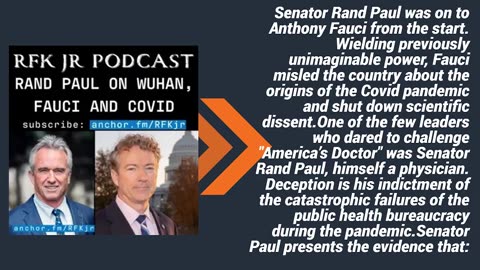 Senator Rand Paul on Wuhan, Fauci and Covid RFK Jr Podcast