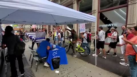 NYC - Covid Testing Site Worker Ran Inside The Van After Protestors Booed Him