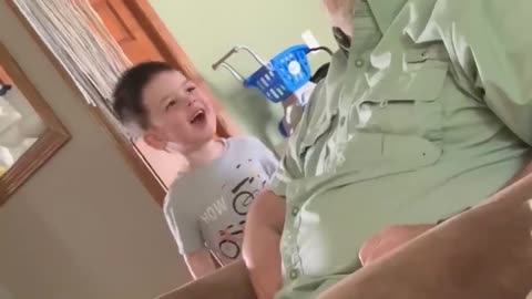 Sweet kid screamed to his grandfather funny moment