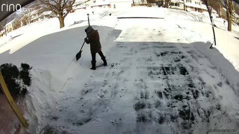 Girl Cleaning the driveway