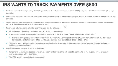 Biden Admin to Track all Bank Transactions Over $600