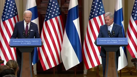 Biden’s Brain Malfunctions as He Attempts to Read from His Script in Finland