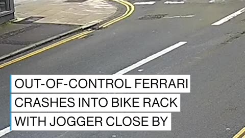 Out-of-control Ferrari crashes near jogger -shot News