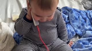 Baby Son in Pretend Phone Call Has Surprising Ending