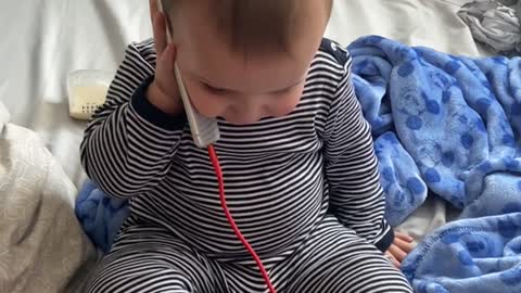 Baby Son in Pretend Phone Call Has Surprising Ending