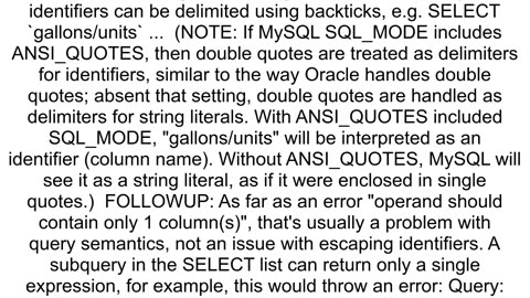 Escaping a forward slash in an SQL name It can be quotescapedquot but SQL believes it to be multipl