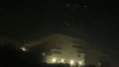 Footage of Israeli air defence activity over Israel amid Iranian UAV and missile attack