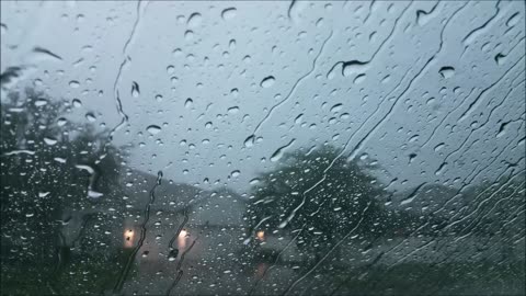 Rain Sound For Sleeping 30 Minutes Relaxing Raining On Car Glass Windows Thunder Sounds Heavy Drops