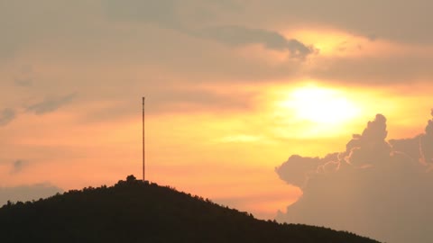 Sunset Time Lapse Mountain View Tower Mast Sky