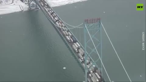 The Ambassador Bridge between Detroit and Windsor, Canada