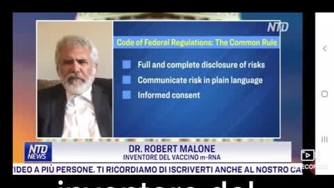 NTD NEWS, Dott.Robert Mallone Inventore vaccini MRNA: Lo Spike è citotossico! No a coercizione.