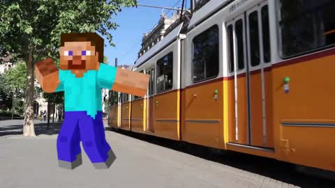 Minecraft Funny Dancing Next to the Electric Tram