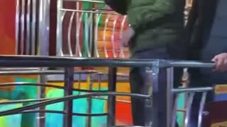 Girl Gets Trapped on Fun House Obstacle