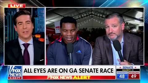 Ted Cruz and Herschel Walker Join Fox New's Jesse Watters From Canton Ahead of The Georgia Runoff