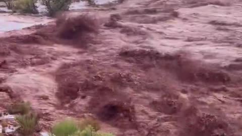 Flash flood today on highway 163 between Mexican hat & Valley Of The Gods in far southeastern Utah.