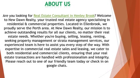 Are you looking for a Real Estate Consultant in Henley Brook?