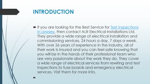 Best Test inspections in Lewsey.