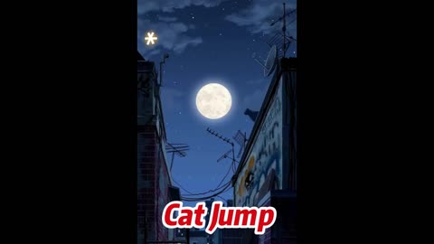 Cat Jumping On Full Bright Moon