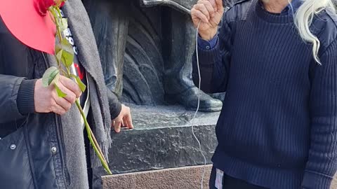 Canadian born, in Sweden living, medical doctor Glenn Dormer at a rally