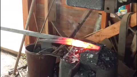 Hand forged fire poker part 2