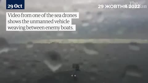 Footage appears to show drone boat attack on Russian ships in Crimea