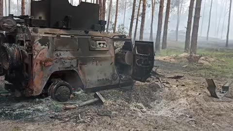 Burned Out Husk of a Modified Russian APC