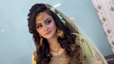 Walima makeup look with green dress,,makeup tutorial