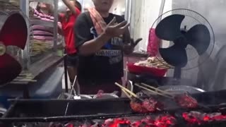 $1 FOOD IN THE Street Pork In Philippines .