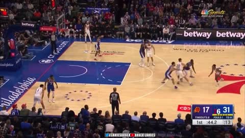 Embiid gets switched on to Devin Booker and plays great defense