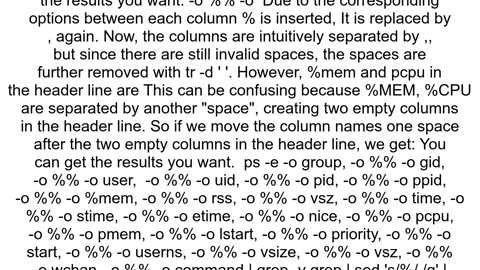 How to store ps command output in csv format