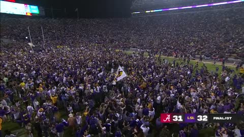 LSU fans storm the field after beating Alabama in overtime _ ESPN College Football